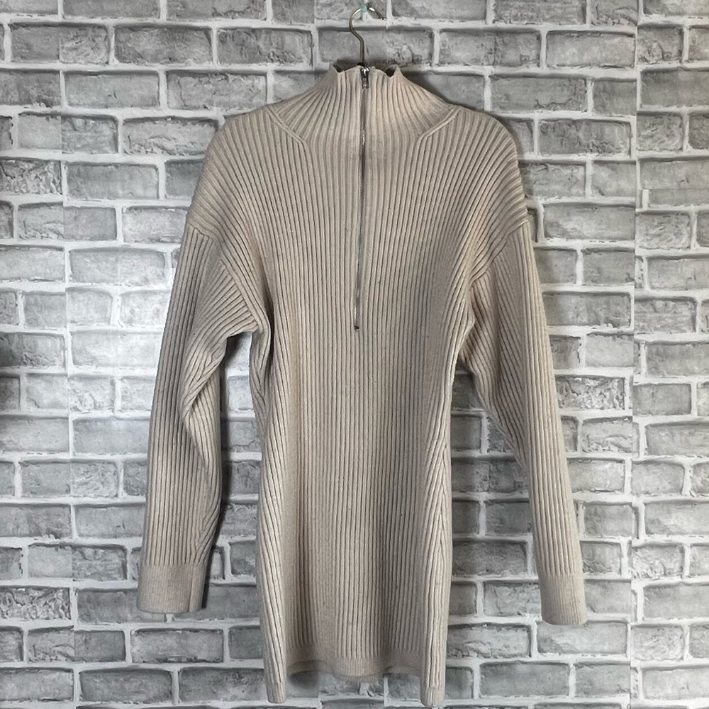 Cream off white ribbed knit jumper mini dress